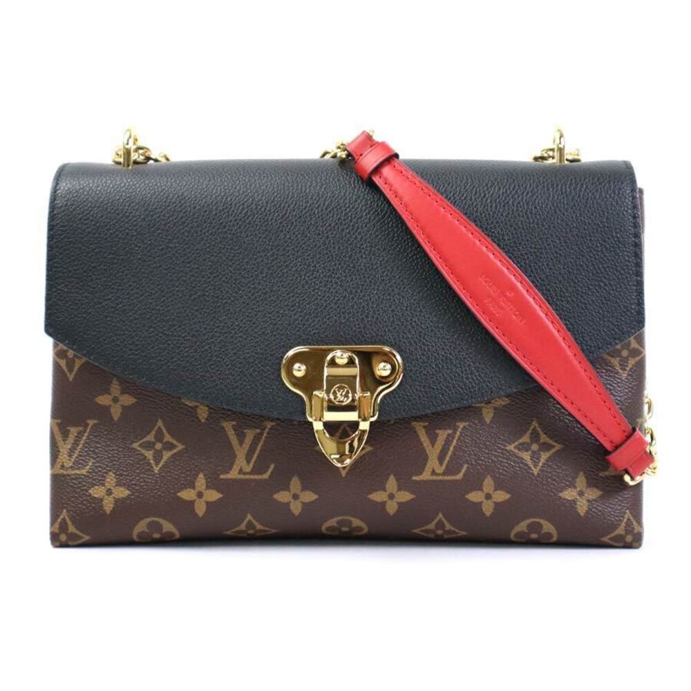 Louis Vuitton Monogram Saint Placide Canvas Leather Shoulder Bag Red Gold